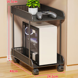 无不为台式电脑桌下主机托架托盘支架加宽可移动滑轮放置物架机箱柜底座 黑色大号双层【可移动带刹车】