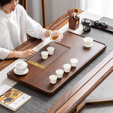 明竹茶盘实木家用电木新款茶海整块高端办公室功夫茶具套装干泡小茶台 黄花梨色【顺雅50*28】+送水球水管