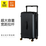 USHOW  TRAVEL日系usb充电接口宽拉杆箱学生大容量旅行箱行李箱男女出国密码箱 曜石黑 28英寸 PLUS