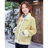 IEF/爱依服【小个子】外套冬季新款时尚保暖磨砂皮外套 浅黄 L