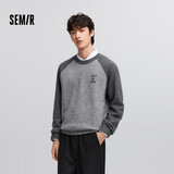 森马（Semir）毛衣男25春绒感红色针织衫撞色新年红品套头毛衫潮109125107101