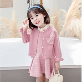 Radinka2026春秋新款女童连衣裙公主毛衣裙子儿童宝宝中国风亲子母女TSB 粉色蝴蝶结两件套【春秋】 120