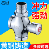 洁冠（JIEGUAN）蹲便器冲水阀手按式厕所开关延时阀大便冲洗阀自闭式卫生间冲便器 黄铜特大体1寸