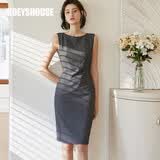 ROEYSHOUSE罗衣职场女装无袖连衣裙夏新款简约知性修身显瘦裙子01790 深灰色 XL