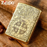 ZiPPO 芝宝煤油打火机 之宝黄铜蚀刻康斯坦丁圣父十字架  恶灵挽歌 地狱神探 之宝男士送礼定制 金色常规