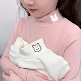 杭赫【2件装】儿童加厚德绒宝宝高领长袖T恤洋气女童内搭上衣打底衫 粉色+白色%23兔子【两件装】 130