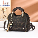 袋鼠（KANGAROO）眞皮女包妇女节春季新款潮时尚潮流单肩包斜挎手提百搭女士包包 字母款-咖啡