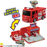 多美卡汽车大楼停车场合金车收纳盒电动轨道男孩模型玩具套装 变形消防车 170846