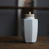 私朹堂 陶瓷茶叶罐白瓷茶叶罐茶仓存茶罐醒茶罐影青塞瓷密封罐 影青玉泥花形高茶叶罐