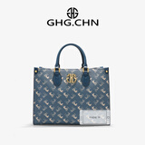 GHG2025新款 中国风国潮战马托特包 女式红色新娘婚包 大容量单肩 千禧蓝大号