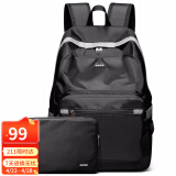高尔夫GOLF双肩包可折叠电脑背包书包15英寸大容量防泼水轻便收纳携带户外旅行包 黑色