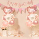 烟雨集生日场景布置气球生日装饰周岁女孩儿童宝宝抓周成人拉旗桌飘套装