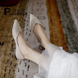 朴尼斯 Pounise 单鞋女韩版百搭气质浅口大码船鞋平底柔软小码女鞋子 PQM-07 杏色 35/225(1.5)