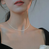 QPQK100%天然淡水小圆米珠项链2025年新款银镀金珍珠女锁骨颈链年轻款 2.5-3mm+延长链(38+5cm)