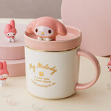 HELLO KITTY520礼物送礼三丽鸥陶瓷马克杯带盖可爱水杯子女高颜值支架杯实用 美乐蒂马克杯带盖