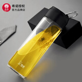 希诺（HEENOOR）单层玻璃杯男大容量加厚带提环便携喝绿茶杯女神高档礼物车载水杯 隐形提环-6035黑色-470ml