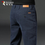 啄木鸟（TUCANO）春秋新款休闲裤男2025秋冬季修身直筒男高端弹力商务休闲长裤子 藏蓝 常规 33 【二尺六】