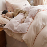 眠度床上四件套纯棉100%全棉床单被罩被套床笠单人宿舍磨毛刺绣裸睡 粉紫 单件被套150x200cm