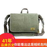 马田休闲低调相机包复古文艺单肩摄影包大容量帆布专业尼康佳能单反包小索尼微单防水便携男女斜跨背包 休闲绿（中号）