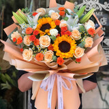 浪漫季节开学季鲜花同城配送向日葵混搭香槟玫瑰花束表白生日礼物送老公 2朵向日葵+6朵百合+11朵香槟 今日送达-可预约送花时间