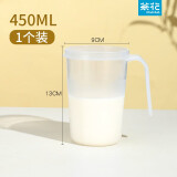 茶花（CHAHUA）牛奶杯子微波炉加热带盖塑料杯儿童中号带把手杯子加厚冷饮奶粉杯 白色带盖 450ml