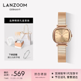 LANZOOM蓝族黑金小方糖手表女ins风腕表复古小方表送女友生日礼物送妈妈 【可代写贺卡】玫瑰金钢琴带