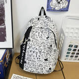 玛嘎 书包女ins小众原宿涂鸦设计双肩包初中高中小学生大容量旅行背包
