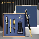 梦特娇（MONTAGUT）钢笔明尖特细笔签字笔三合一男女款办公高档礼盒套装睿智系列2007-1黑丽雅
