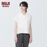 无印良品（MUJI）女式 易干弹力泡泡纱 开领短袖衫 女士衬衫衬衣外套夏季款BC2JPA4 白色 L (165/88A)