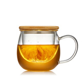 美斯尼 玻璃花茶杯耐热玻璃杯茶水分离杯带过滤泡茶茶具杯 竹韵杯 450ml