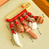 墨驰宝宝别针专用安全野生老桃木剑朱砂平安扣婴儿小孩子出门外出随身 【红菠萝结/五宝】宝宝别针