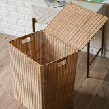 ken's 脏衣篮家用浴室脏衣服收纳筐酒店仿藤编洗衣篮大号玩具框箱 深双色45*35*54cm翻盖款