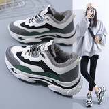 轩途诗老爹鞋女春季新款韩版新款网红休闲鞋女学生运动鞋百搭厚底女鞋子 绿色加绒 36