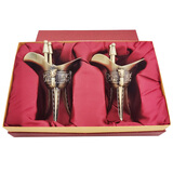 途贺（TOHAP） 国潮爵杯父辛爵宫廷风饕餮纹白酒杯中式帝王酒具套装青铜器摆件三脚鼎杯可饮用送礼盒装 青铜爵杯大号35毫升【对杯礼盒装】