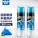吉列（Gillette）剃须泡沫薄荷大瓶清新柠檬男士手动剃须膏刮胡膏 锋速3啫喱2瓶装