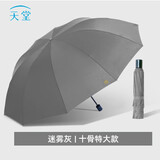 天堂伞雨伞男女加大超大号三折叠伞三人大伞太阳伞全钢十骨大伞广告伞企业定制LOGO 褐灰色-10骨超大三人伞127cm -雨伞