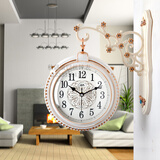 康巴丝（Compas）欧式客厅双面复古钟表现代挂钟田园客厅两面 3064白金色 其他