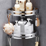 墨斐琳 三角篮浴室置物架免打孔304不锈钢卫生间墙角置物架壁挂收纳架三角架淋浴房厨卫五金挂件毛巾挂架 304三角篮-[边长21cm]-双层