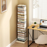 SOFS立式隐形书架落地一体靠墙创意书本收纳置物架客厅铁艺钢制窄书柜 8层/白色