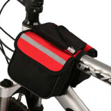 自行车袋前梁包山地车上管包骑行包装备马鞍包配件手机包单车前包 上管包黑红. 4L