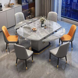 岩板餐桌轻奢高级感2025新款家用小户型伸缩储物电磁炉吃饭桌子 12mm雪山白亮光岩板 1.2m 单张餐桌