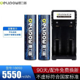 德力普（Delipow）18650锂电池 大容量3.7v充电锂电池适用于强光手电筒/头灯/航模 平头5550mWh【双槽充+2节电池】