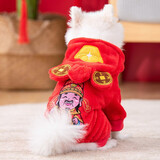 阿莫尔猫咪衣服保暖小猫猫衣服狗狗衣服过年冬天德文布偶猫蛇年宠物服装 财神到(加厚加绒四脚衣) XL (具体参考身长和胸围)