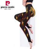 皮尔卡丹保暖裤女加绒加厚钻石V裆面膜PI纤维保暖打底裤袜踩跟款黑色均码