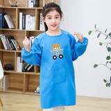 畅印 儿童画画罩衣防泼水长袖中大童时尚洋气可爱反穿罩衣幼儿园绘画小孩围裙定制logo 蓝色小熊 XL大码适合身高1.2-1.5 米