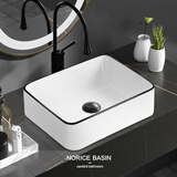 乐牧台上盆黑边台上洗手盆陶瓷洗脸盆小尺寸台上洗脸盆洗手池小户型卫生间台盆艺术盆迷你面盆小号单盆 3号（480*370*130）本月促销 单盆送下水