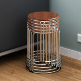 非洲鹰（feizhouying）家用圆凳板凳实木凳子软包小圆凳不锈钢圆凳客厅凳子餐桌椅子凳子 吸塑深木纹色【单只装】