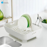 阿司倍鹭（ASVEL）家用厨房沥水架碗碟架 筷子盘杯子塑料蔬菜水果置物收纳 白色宽型