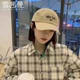 雪茜曼棒球帽男弯檐显脸小女士美式复古潮人情侣咖啡色大码鸭舌帽子女
