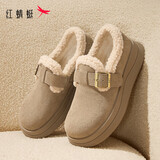 红蜻蜓毛毛鞋女冬款厚底加绒勃肯鞋雪地靴棉鞋WTC44660 灰色 36